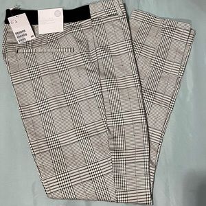 Brand New H&M Beige Plaid Slack Ankle Cropped Pants Skinny